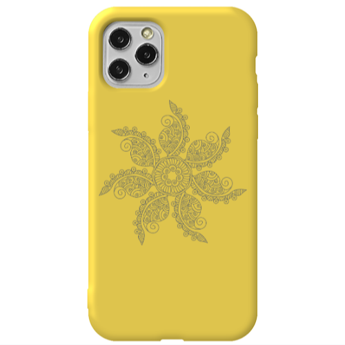 Apple iPhone 11 Pro Mandala D24 Yellow Colored Silicone TPU Θήκη