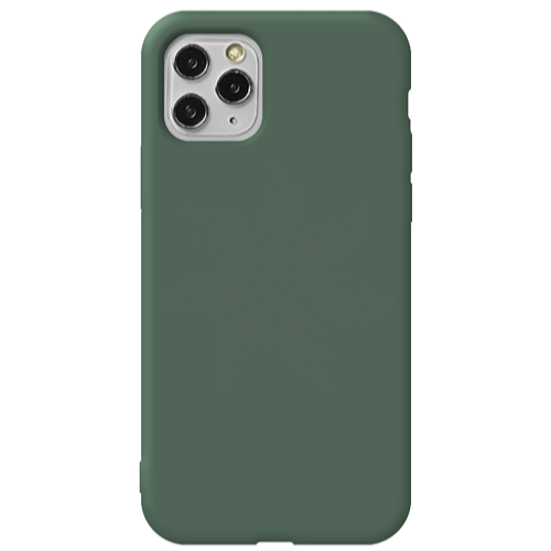 Apple iPhone 11 Pro Mandala D24 Dark Green Colored Silicone TPU Θήκη