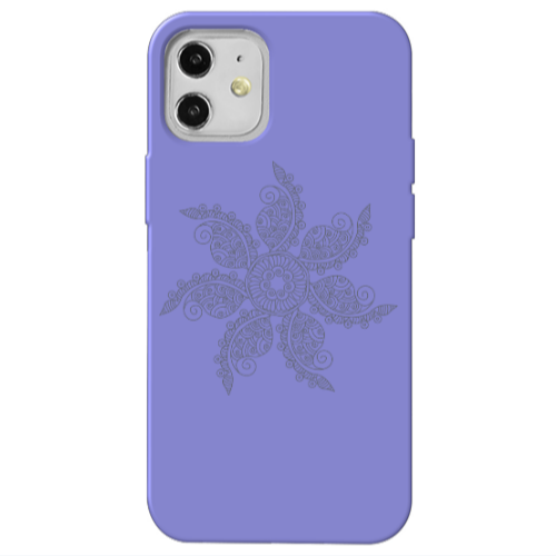 Apple iPhone 12 Mandala D24 Purple Colored Silicone TPU Θήκη