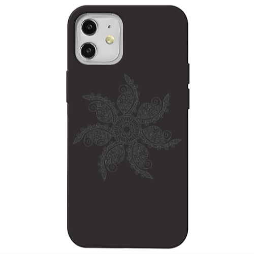Apple iPhone 12 Mandala D24 Black Colored Silicone TPU Θήκη
