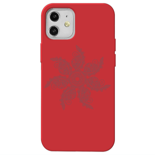 Apple iPhone 12 Mandala D24 Red Colored Silicone TPU Θήκη