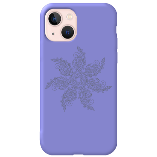 Apple iPhone 13 Mandala D24 Purple Colored Silicone TPU Θήκη