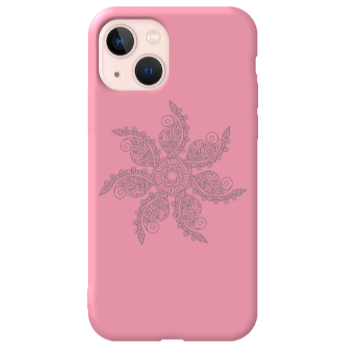Apple iPhone 13 Mandala D24 Pink Colored Silicone TPU Θήκη