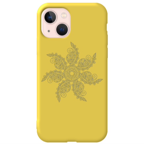 Apple iPhone 13 Mandala D24 Yellow Colored Silicone TPU Θήκη