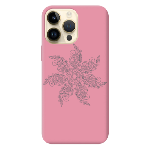 Apple iPhone 13 Pro Max Mandala D24 Pink Colored Silicone TPU Θήκη