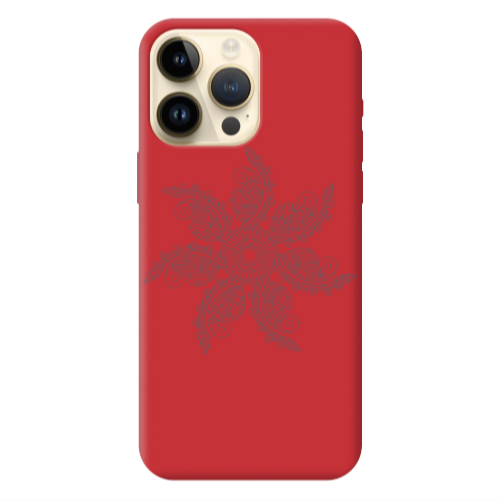 Apple iPhone 13 Pro Max Mandala D24 Red Colored Silicone TPU Θήκη