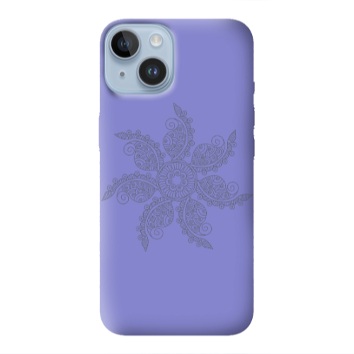 Apple iPhone 14  Mandala D24 Purple Colored Silicone TPU Θήκη