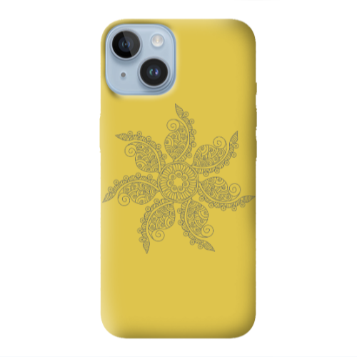 Apple iPhone 14 Plus Mandala D24 Yellow Colored Silicone TPU Θήκη