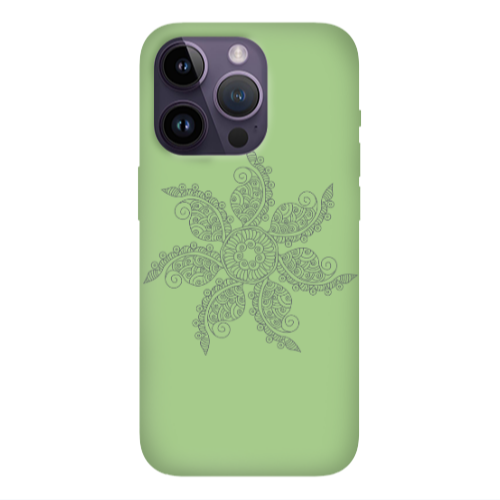 Apple iPhone 14 Pro Max Mandala D24 Light Green Colored Silicone TPU Θήκη