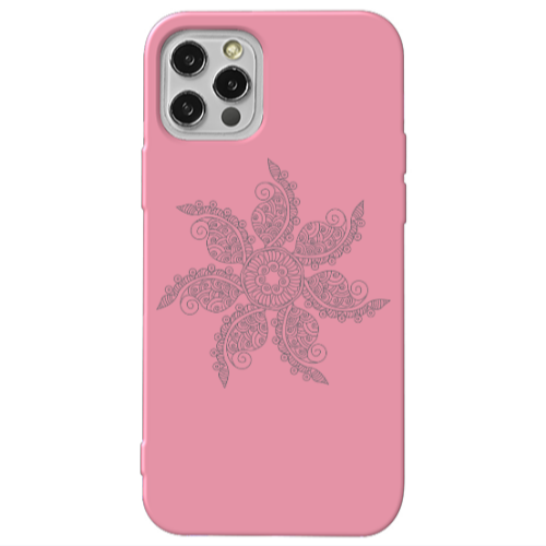 Apple iPhone 13 Pro Mandala D24 Pink Colored Silicone TPU Θήκη