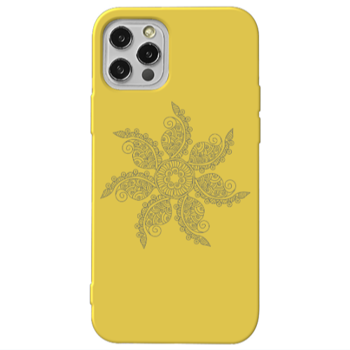 Apple iPhone 13 Pro Mandala D24 Yellow Colored Silicone TPU Θήκη