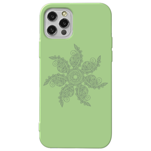 Apple iPhone 12 Pro Mandala D24 Light Green Colored Silicone TPU Θήκη
