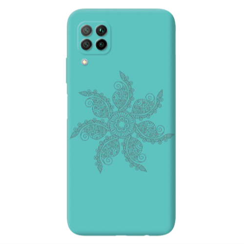 Huawei P40 Lite Mandala D24 Turquoise Colored Silicone TPU Θήκη