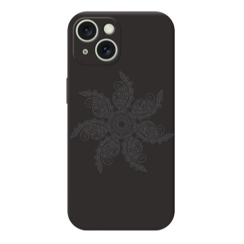 Apple iPhone 15 Mandala D24 Black Colored Silicone TPU Θήκη