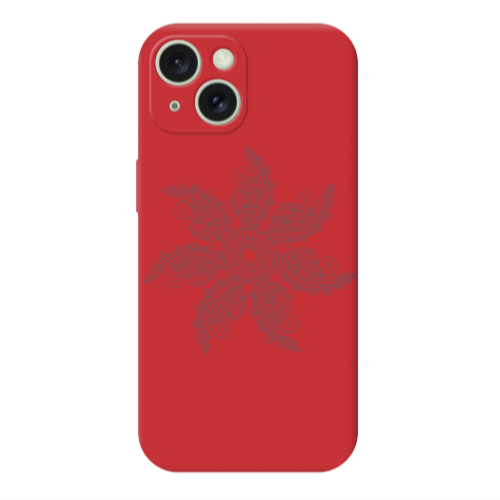 Apple iPhone 15 Mandala D24 Red Colored Silicone TPU Θήκη