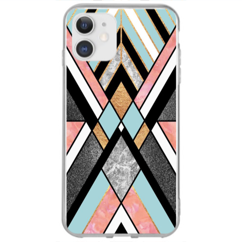 Apple iPhone 12 marble mix Transparent Silicone TPU Θήκη