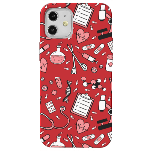Apple iPhone 12 Laboratory Red Colored Silicone TPU Θήκη
