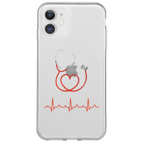 Apple iPhone 12 Mini Stethoscope Transparent Silicone TPU Θήκη