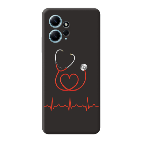 Xiaomi Redmi Note 12 4G Stethoscope Black Colored Silicone TPU Θήκη