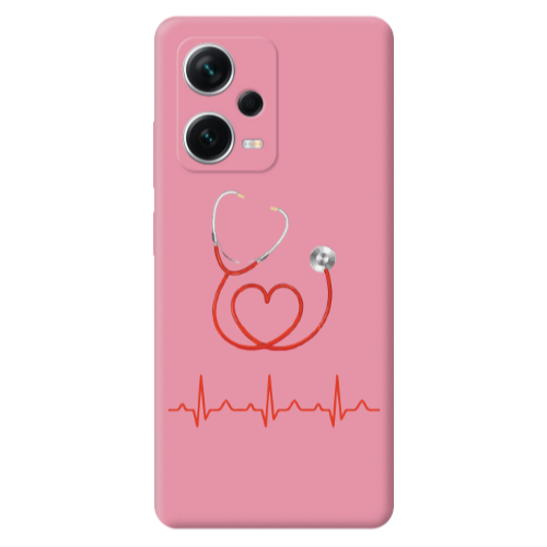Xiaomi Poco X5 Stethoscope Pink Colored Silicone TPU Θήκη
