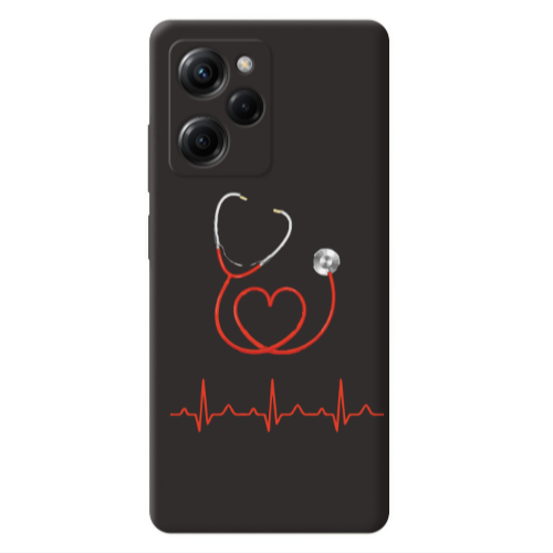 Xiaomi Poco X5 Pro Stethoscope Black Colored Silicone TPU Θήκη