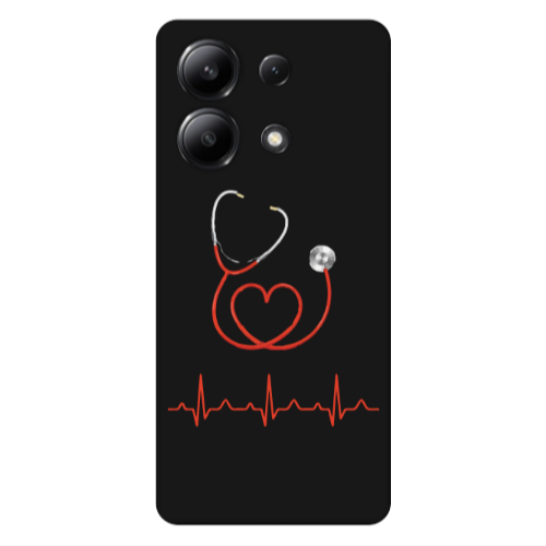 Xiaomi Redmi Note 13 4G Stethoscope Black Colored Silicone TPU Θήκη