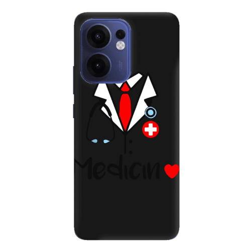 Oppo Reno 13 F Medicin Black Colored Silicone TPU Θήκη