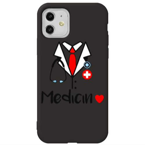 Apple iPhone 11  Medicin Black Colored Silicone TPU Θήκη
