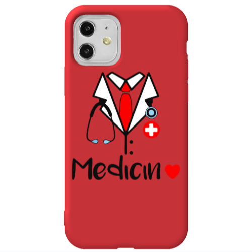 Apple iPhone 11  Medicin Red Colored Silicone TPU Θήκη