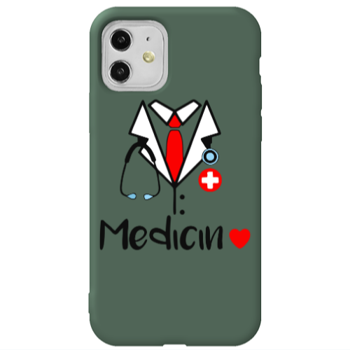 Apple iPhone 11  Medicin Dark Green Colored Silicone TPU Θήκη