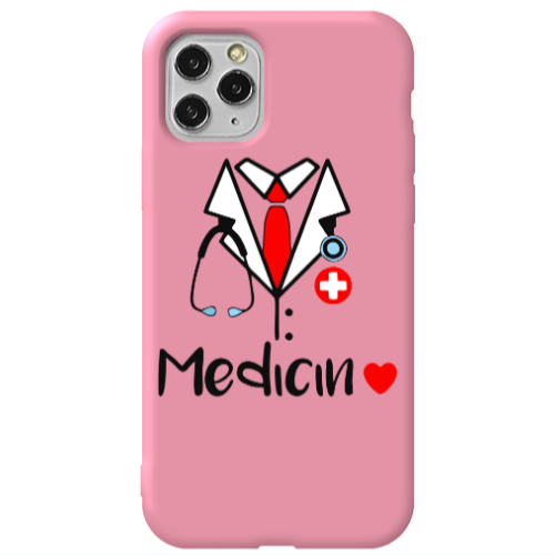 Apple iPhone 11 Pro Medicin Pink Colored Silicone TPU Θήκη