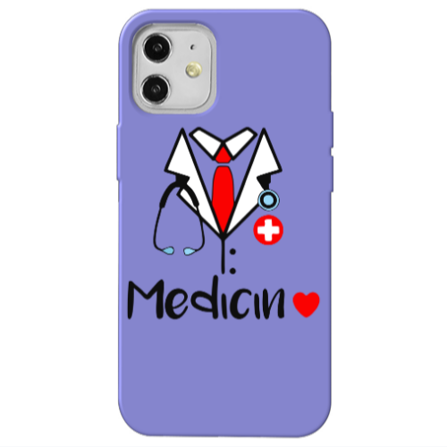 Apple iPhone 12 Medicin Purple Colored Silicone TPU Θήκη