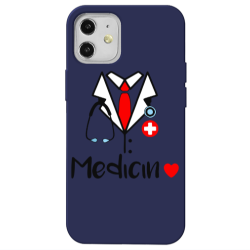 Apple iPhone 12 Medicin Dark blue Colored Silicone TPU Θήκη