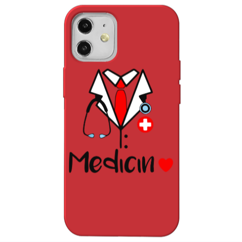 Apple iPhone 12 Medicin Red Colored Silicone TPU Θήκη