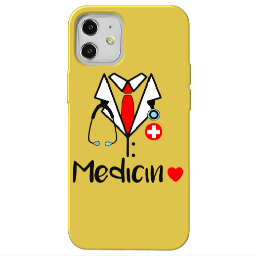 Apple iPhone 12 Medicin Yellow Colored Silicone TPU Θήκη