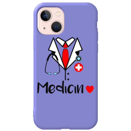 Apple iPhone 13 Medicin Purple Colored Silicone TPU Θήκη