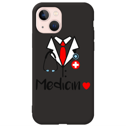 Apple iPhone 13 Medicin Black Colored Silicone TPU Θήκη