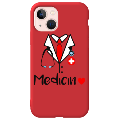 Apple iPhone 13 Medicin Red Colored Silicone TPU Θήκη