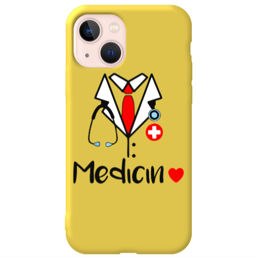 Apple iPhone 13 Medicin Yellow Colored Silicone TPU Θήκη