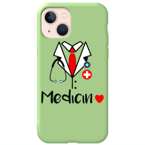 Apple iPhone 13 Medicin Light Green Colored Silicone TPU Θήκη