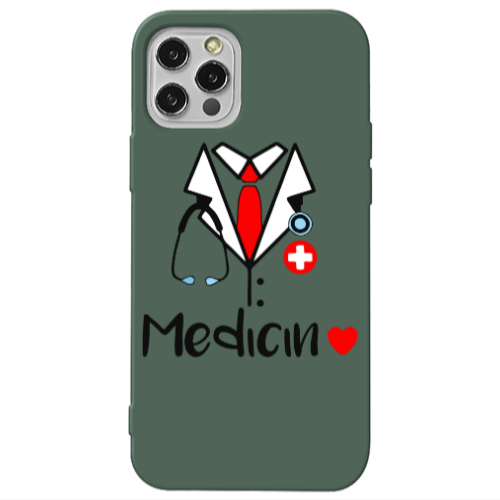 Apple iPhone 12 Pro Medicin Dark Green Colored Silicone TPU Θήκη