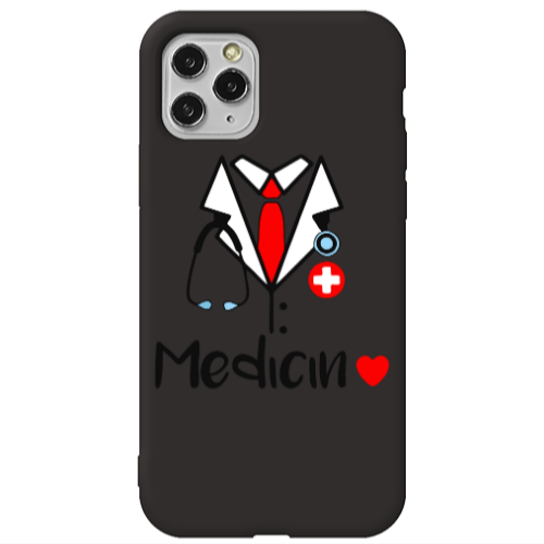 Apple iPhone 11 Pro Max Medicin Black Colored Silicone TPU Θήκη