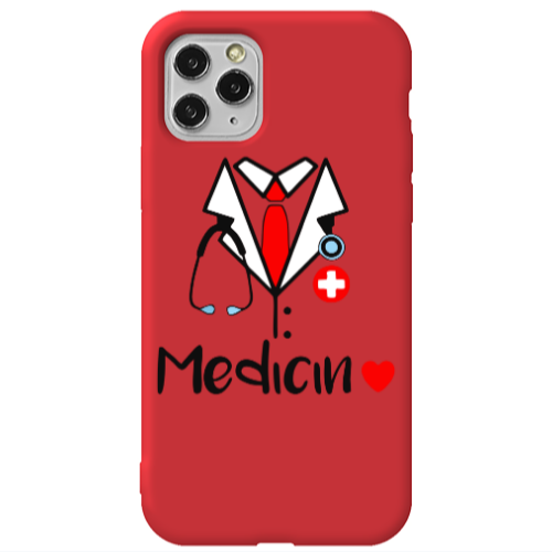 Apple iPhone 11 Pro Max Medicin Red Colored Silicone TPU Θήκη