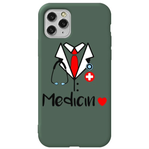 Apple iPhone 11 Pro Max Medicin Dark Green Colored Silicone TPU Θήκη