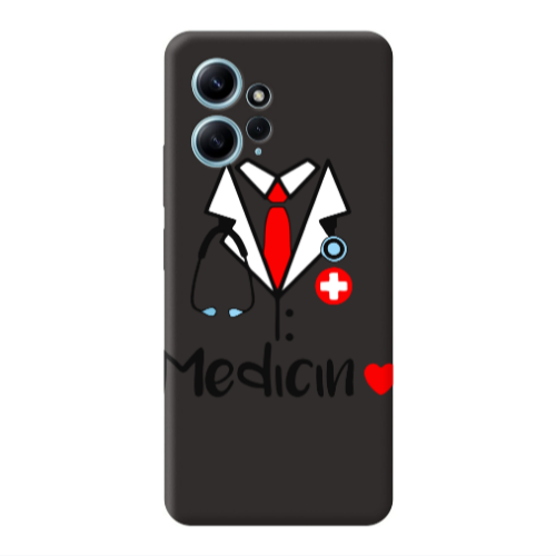 Xiaomi Redmi Note 12 4G Medicin Black Colored Silicone TPU Θήκη