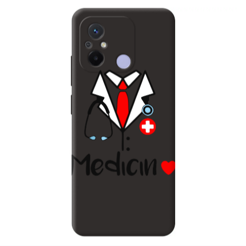 Xiaomi Redmi 12C Medicin Black Colored Silicone TPU Θήκη