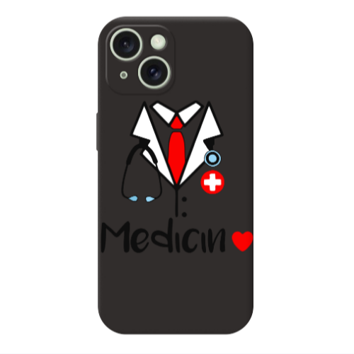 Apple iPhone 15 Medicin Black Colored Silicone TPU Θήκη