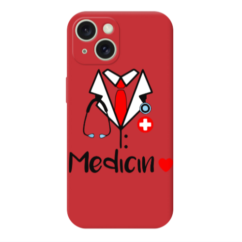 Apple iPhone 15 Medicin Red Colored Silicone TPU Θήκη