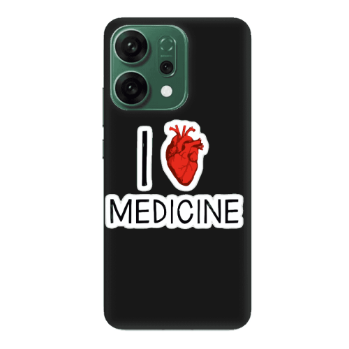 Oppo RENO 14 I Love Medicin Black Colored Silicone TPU Θήκη