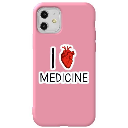 Apple iPhone 11  I Love Medicin Pink Colored Silicone TPU Θήκη